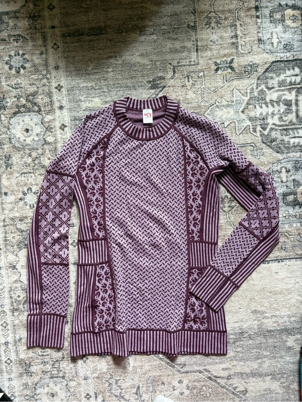 KARI TRAA SMEKKER wool LONG SLEEVE BASELAYER size L purple